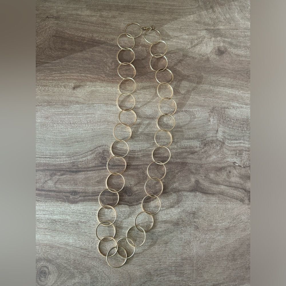 Statement CircleโLink Necklace Signed BR approximately 33" costume jewelry gold